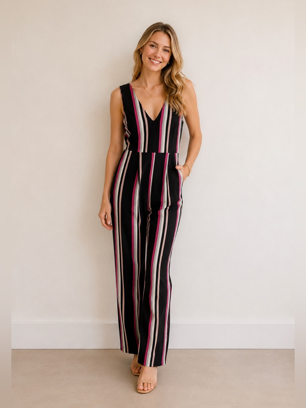 Express Stripe Sleeveless Jumpsuit